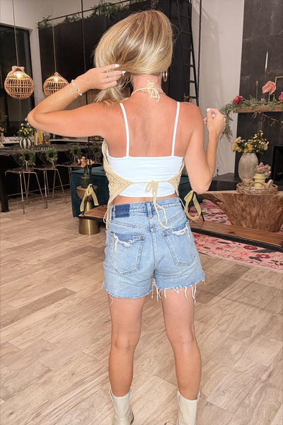 Taupe Halter Crochet Top