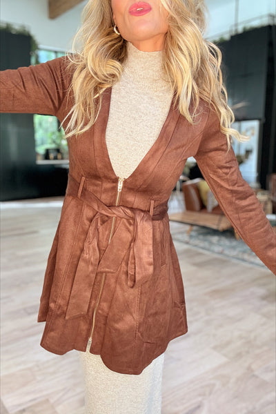 Brown Suede Jacket Dress