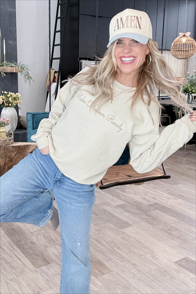Taupe Make Heaven Rowdy Embroidered Sweatshirt