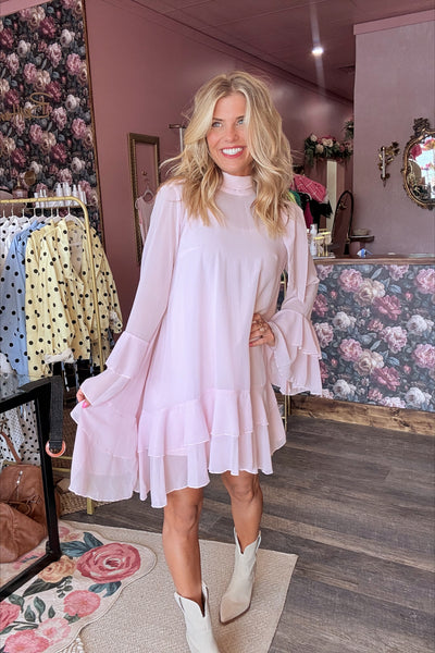 Blush Tie Neck Dress