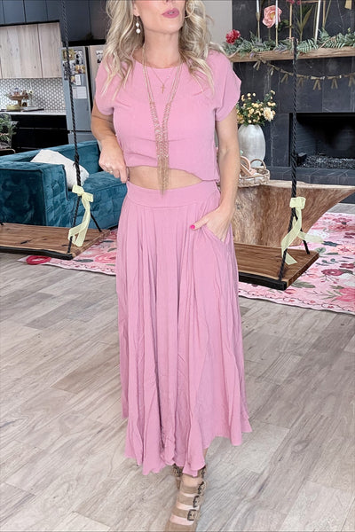 Mauve Linen Skirt Set (Skirt Only)
