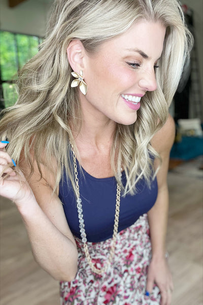 Gold Flower Petal Earrings