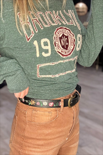 Vintage Floral Black Belt
