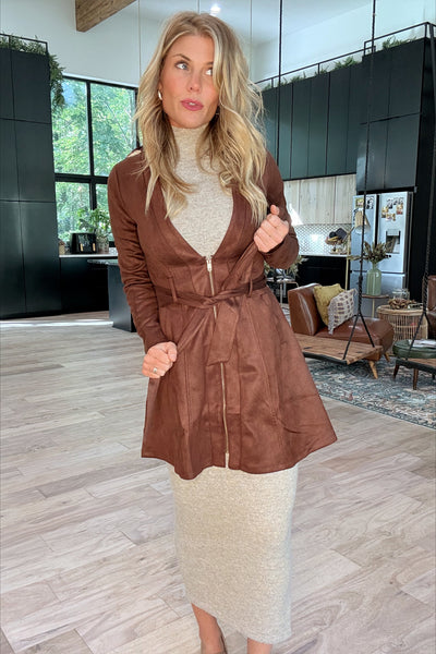Brown Suede Jacket Dress