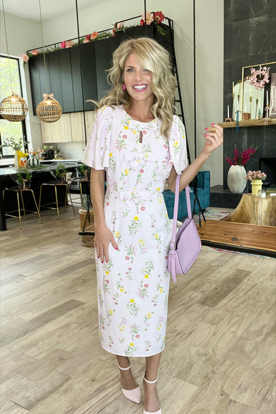 Lilac Floral Midi Dress