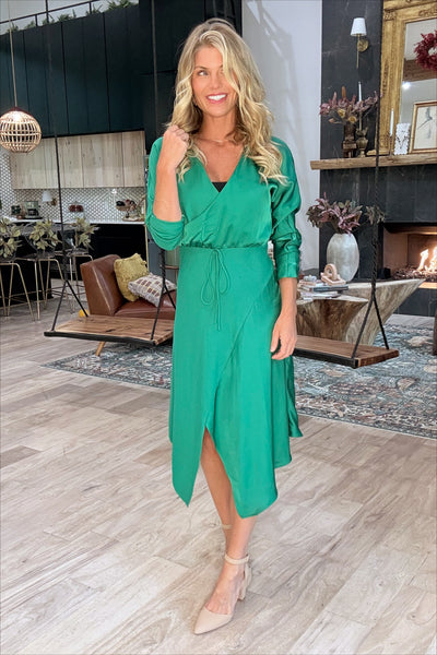 Green V-Neck Dress