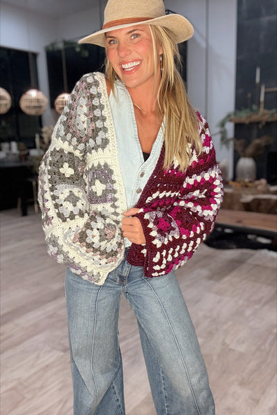 Handmade Crochet Two-Tone Cardigan