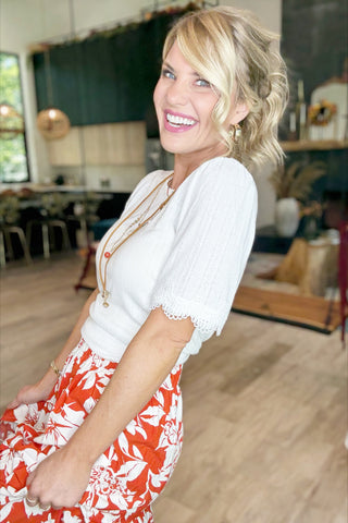 Ivory Lace Sleeve Top