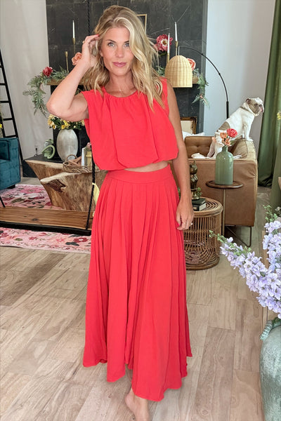 Red Maxi Skirt Set (Skirt Only)