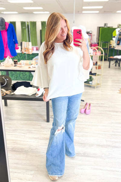 Ivory Bell Sleeve Blouse