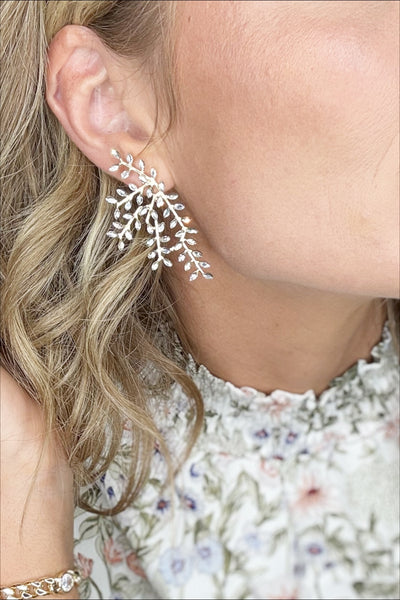 Rhinestone Leaf Earrings