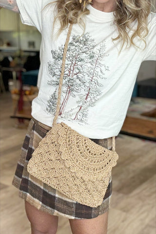 Straw Braided Envelope Purse