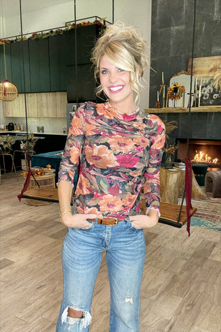 (Pre-Order) Bold Floral Sheer Top