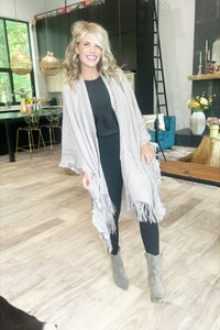 Taupe Fringe Poncho