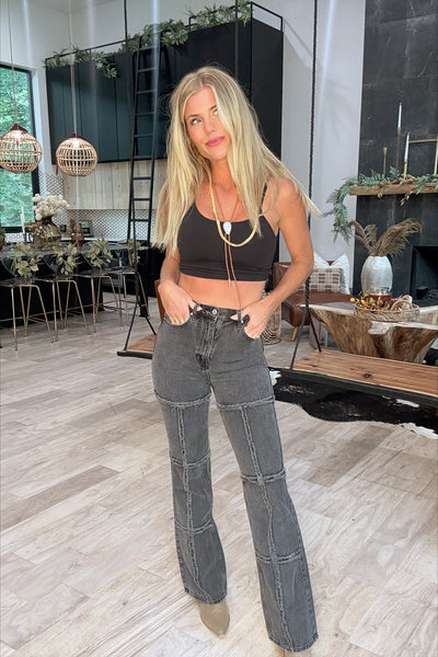 Vintage Gray Patch Stitched Denim