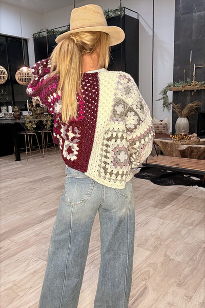 Handmade Crochet Two-Tone Cardigan