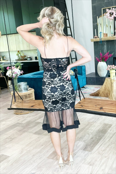 Black Lace Midi Dress