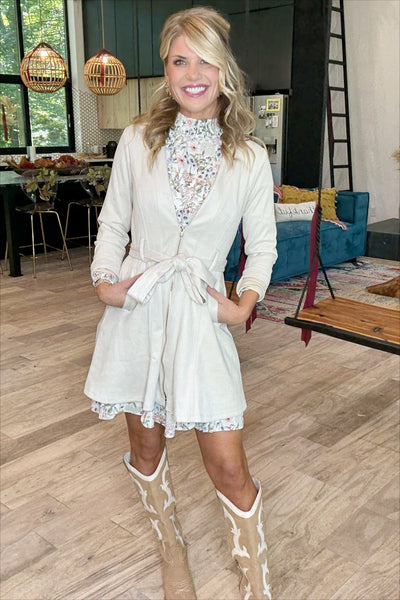 Ivory Suede Jacket Dress