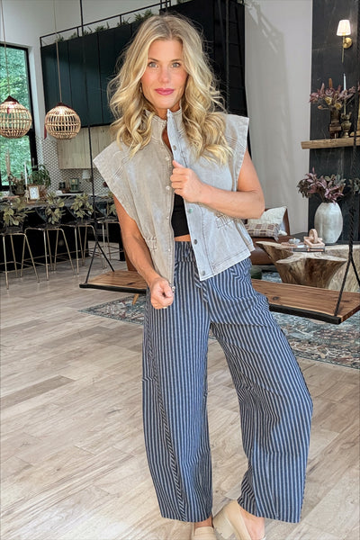 Gray Structured Denim Vest