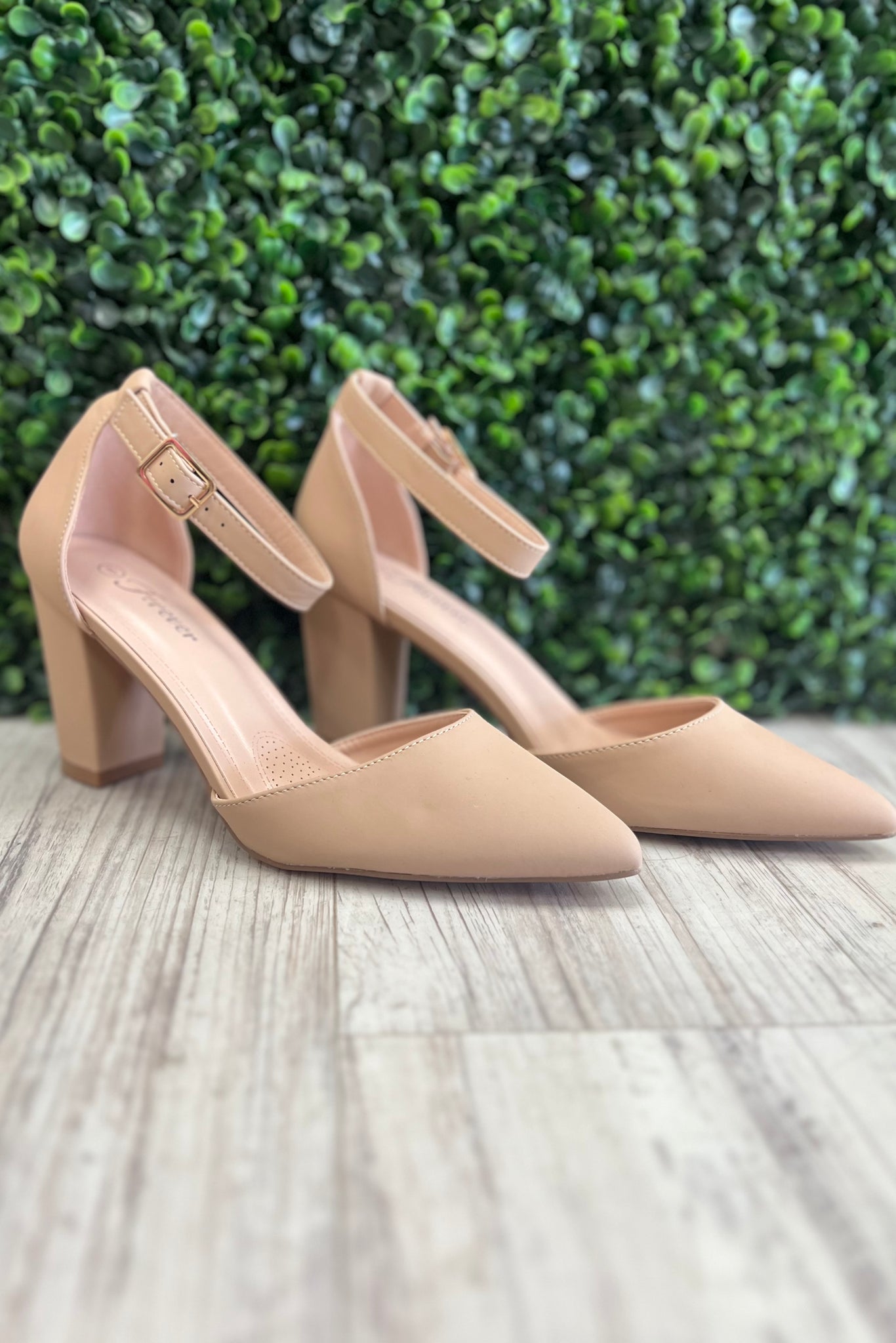 Nude Ankle Strap Pump