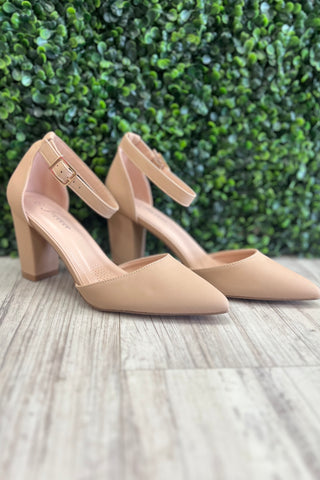 Nude Ankle Strap Pump