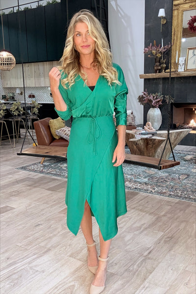 Green V-Neck Dress