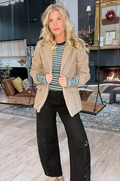 Taupe Single Button Front Blazer Jacket