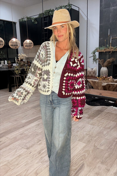 Handmade Crochet Two-Tone Cardigan
