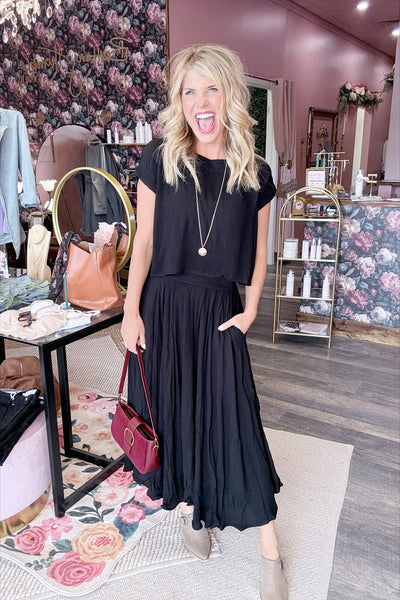 Black Linen Top Set (Top Only)