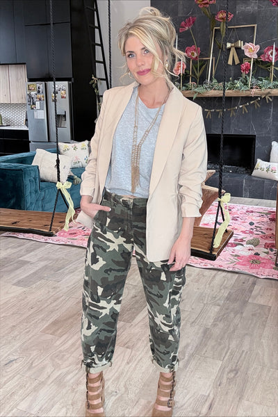 Taupe 3/4 Sleeve Blazer