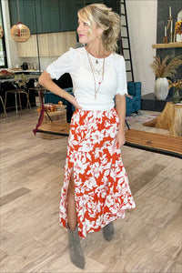 Rust Floral Skirt