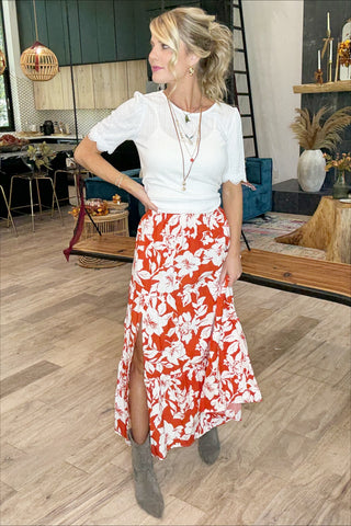 Rust Floral Skirt