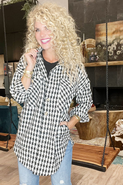 Black Plaid Jacquard Jacket