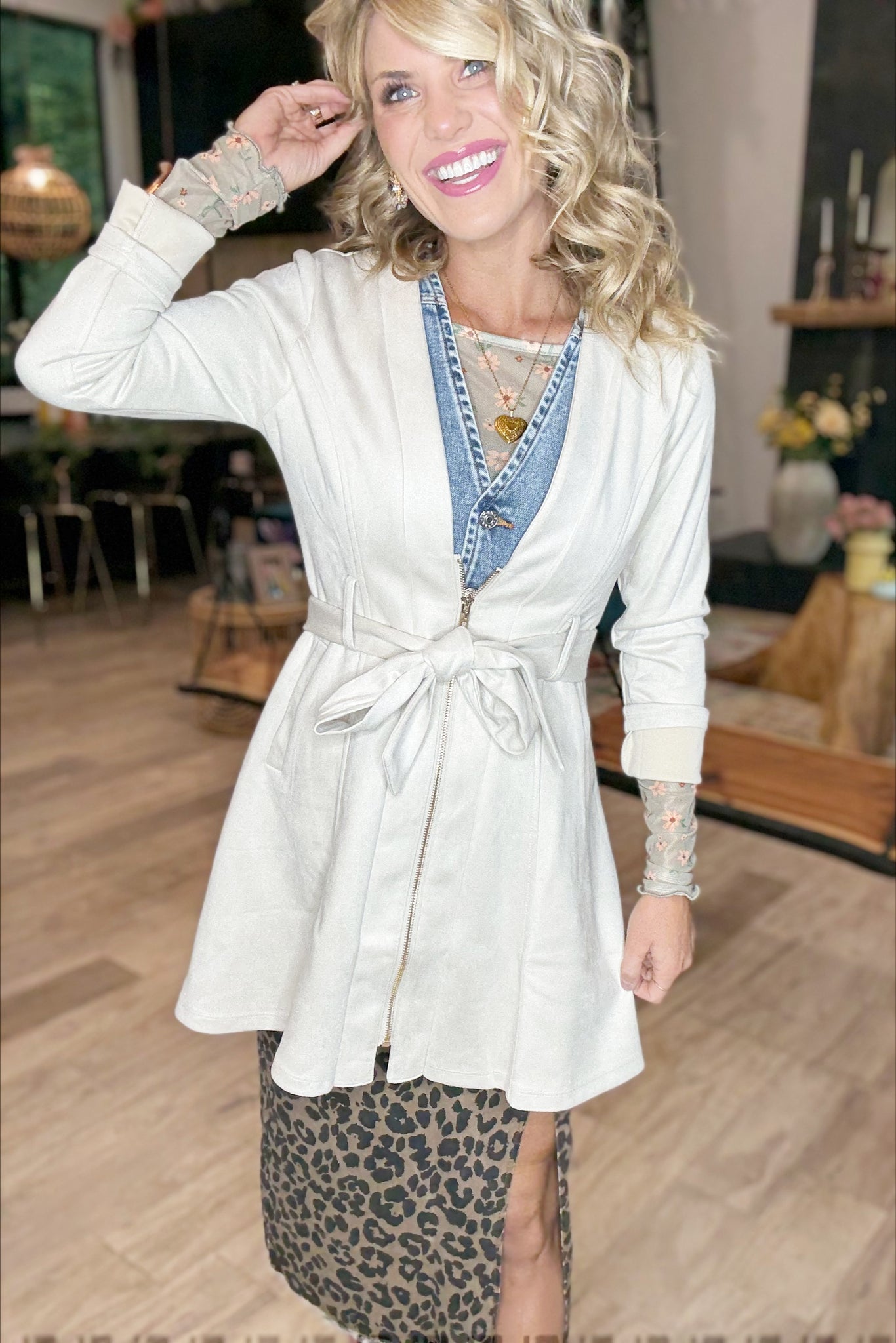 Ivory Suede Jacket Dress