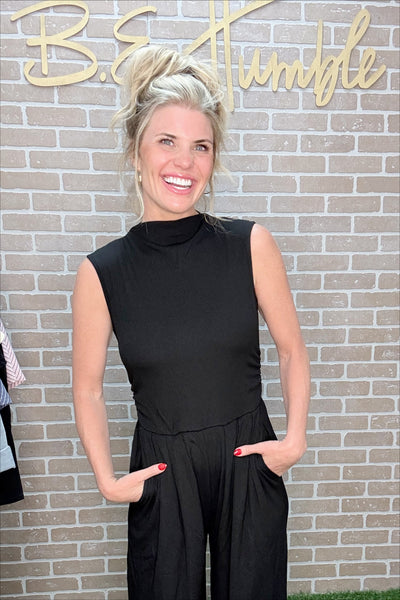 Black High Neck Wide Leg Jumpsuit