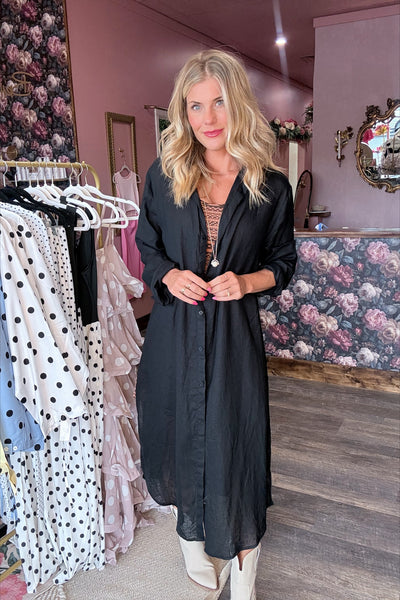 Black Linen Long Tunic