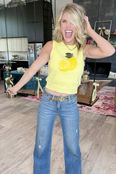 Yellow Lemon Sweater Tank Top