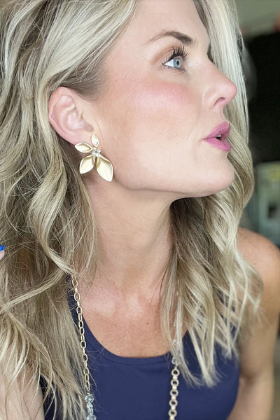 Gold Flower Petal Earrings