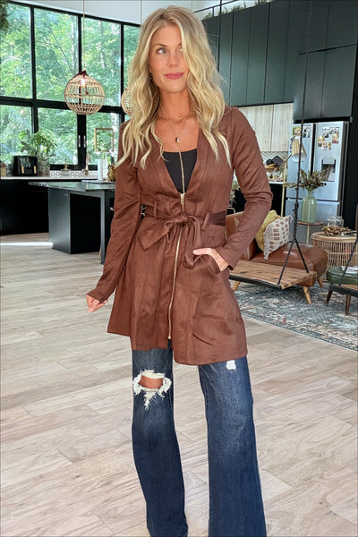Brown Suede Jacket Dress