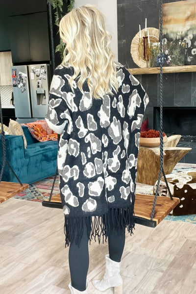 Animal Print Open Front Kimono Cardigan