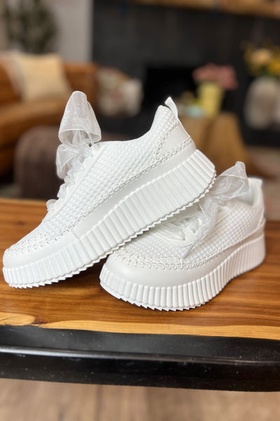 White Woven Sneakers
