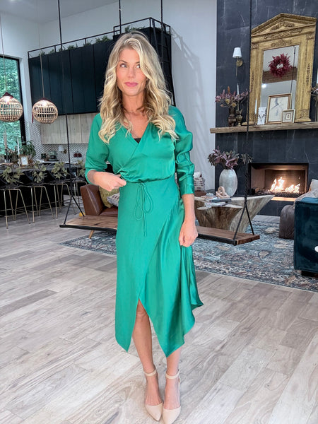 Green V-Neck Dress