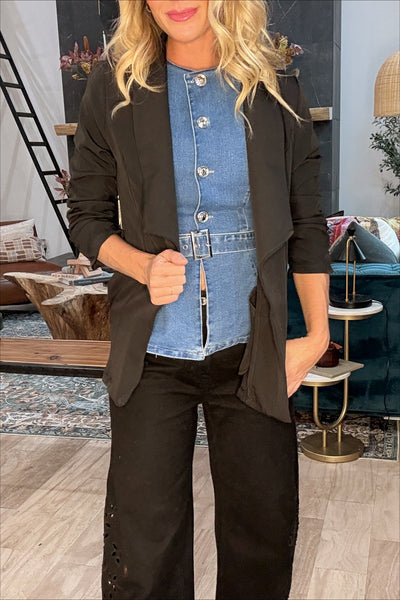 Black Shawl Collar Blazer Jacket