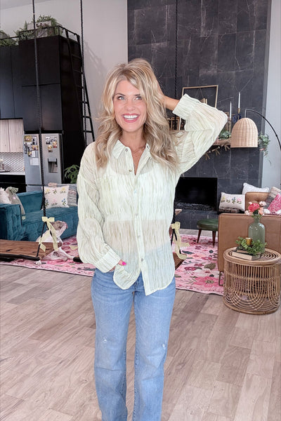 Lime Button Front Blouse