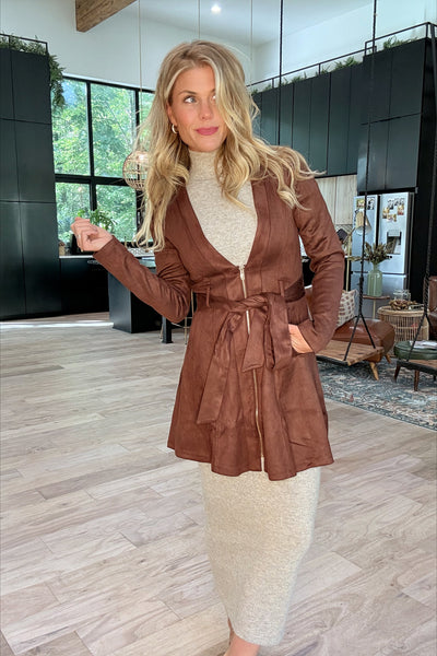 Brown Suede Jacket Dress