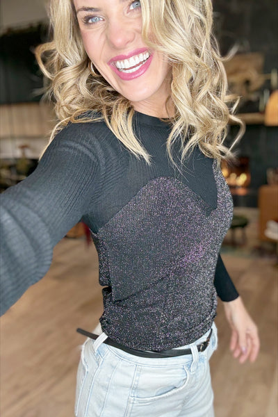 Sheer And Metallic Corset Top