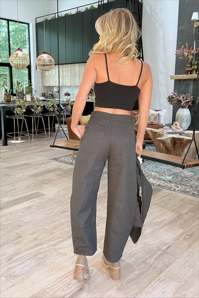 Charcoal Twill Barrel Pant Set (Pants Only)