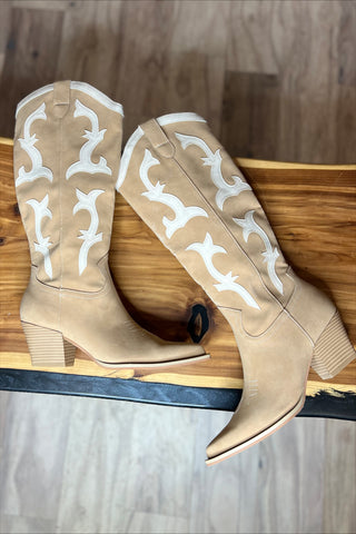 Taupe & Ivory Western Boots