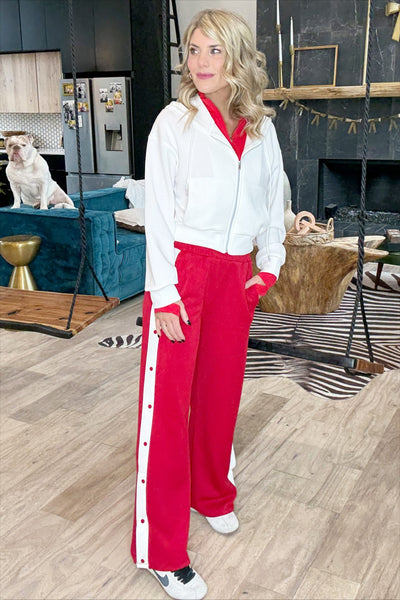 Red Athletic Striped Pants