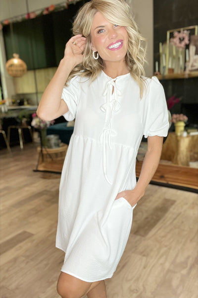 White Bow Front Dress